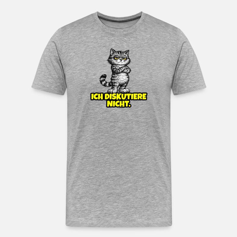 Ich diskutiere nicht. – Grumpy Katze (CAT) - Männer Premium Bio T-Shirt - Grau meliert