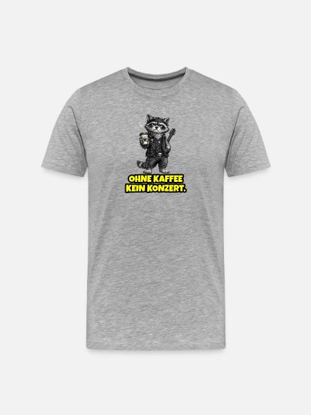 No concert without coffee – Rock Waschbär - Men's Premium Organic T-Shirt - heather grey