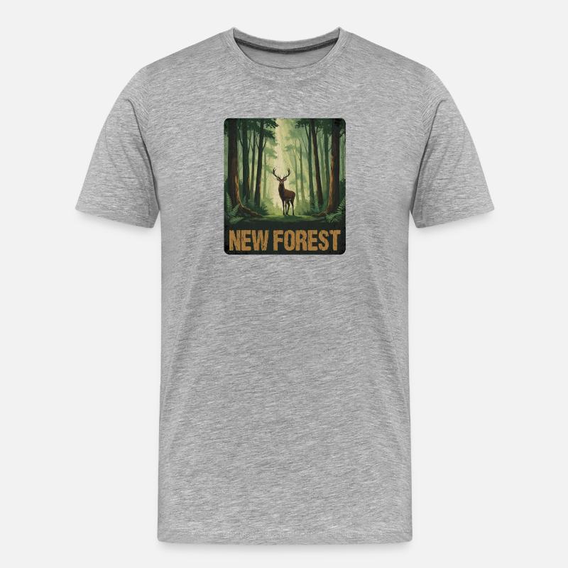 New Forest England - Männer Premium Bio T-Shirt - Grau meliert