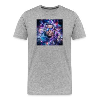 GENESKHAN - T-shirt bio Premium Homme - gris chiné - Devant - Damien (186cm)