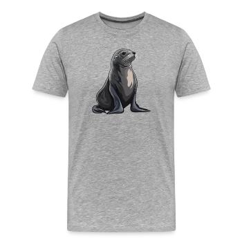 Lions de mer Lion de mer - T-shirt bio Premium Homme - gris chiné - Devant - Damien (186cm)