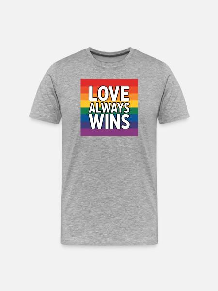 Liebe gewinnt immer – Pride Tee - Männer Premium Bio T-Shirt - Grau meliert