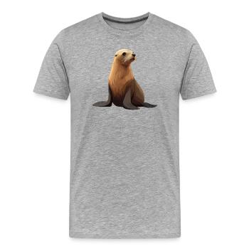 Lions de mer Lion de mer - T-shirt bio Premium Homme - gris chiné - Devant - Damien (186cm)