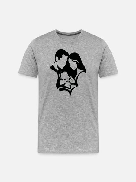 Heart Shape Family Silhouette - Men's Premium Organic T-Shirt - heather grey
