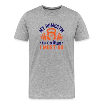 La salle de sport des passionnés de fitness appelle incontournable - T-shirt bio Premium Homme - gris chiné - Devant - Damien (186cm)