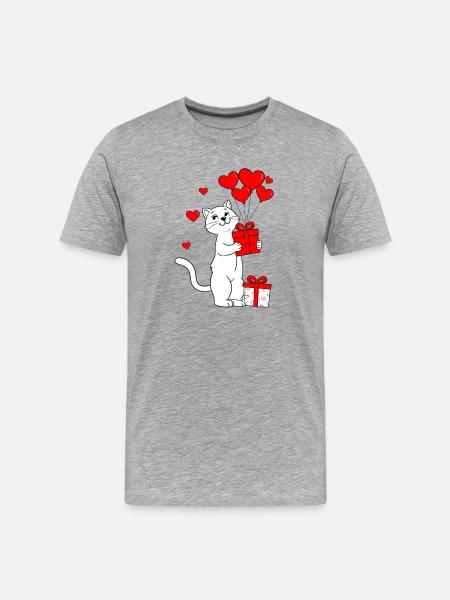 Cat on Valentine's Day - Men's Premium Organic T-Shirt - heather grey