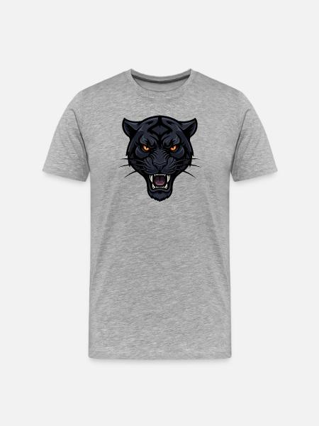 Night leopard head with fiery eyes - Men's Premium Organic T-Shirt - heather grey