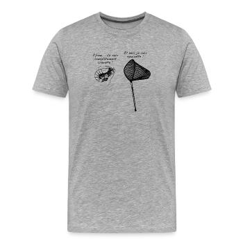 ICH BIN KOMPLETT GARNELEN UND EIN LANDUNGSNETZ! - Männer Premium Bio T-Shirt - Grau meliert - Vorne - Damien (186cm)