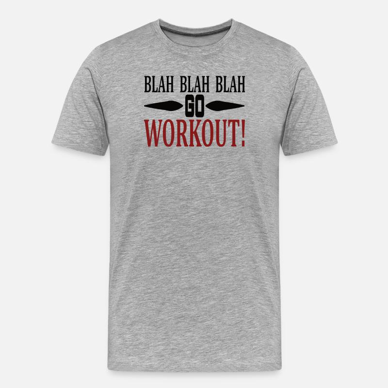 Blah Blah go workout - Männer Premium Bio T-Shirt - Grau meliert