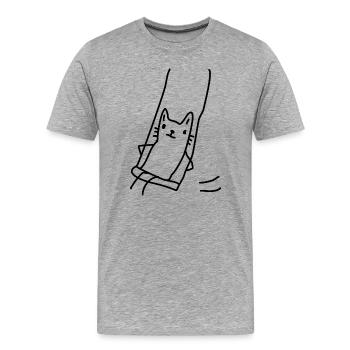 Balançoires de chat - T-shirt bio Premium Homme - gris chiné - Devant - Damien (186cm)