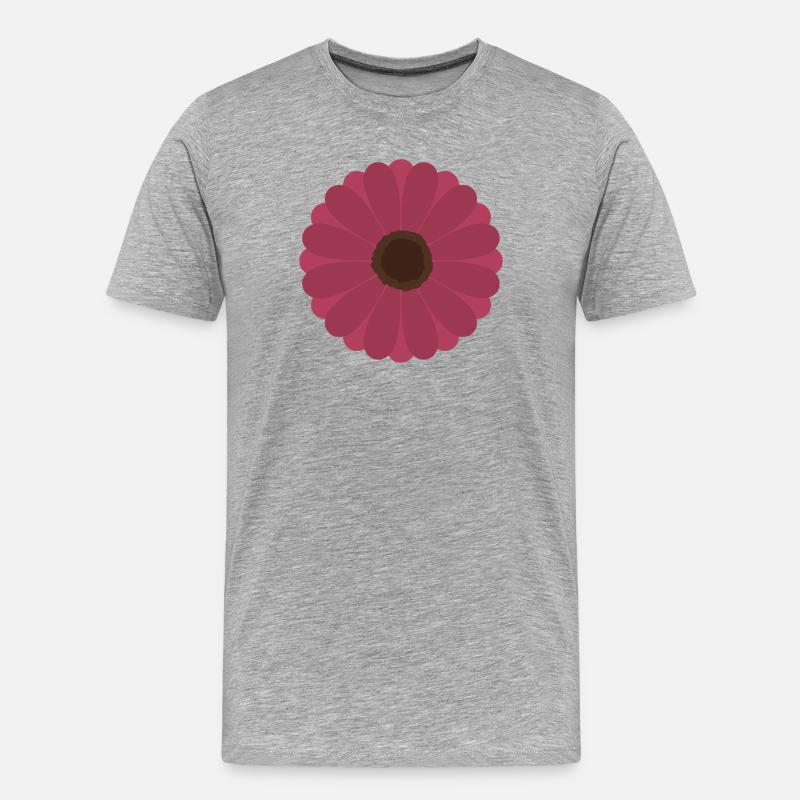Pink Gerbera Bloom Pattern - Men's Premium Organic T-Shirt - heather grey
