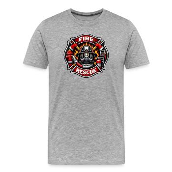Insigne de secours des pompiers - T-shirt bio Premium Homme - gris chiné - Devant - Damien (186cm)