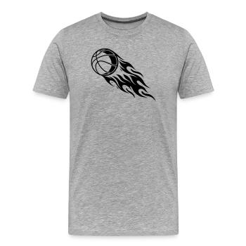 Basketball Feuer - Männer Premium Bio T-Shirt - Grau meliert - Vorne - Damien (186cm)
