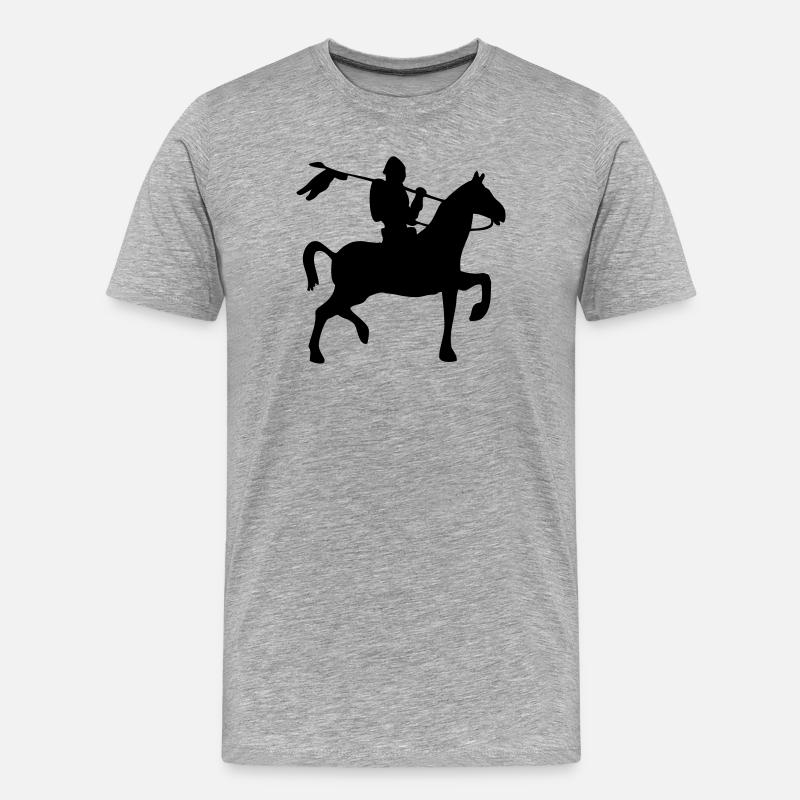 Ritter Pferd Silhouette - Männer Premium Bio T-Shirt - Grau meliert