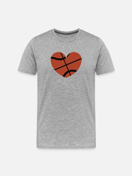 Basketball heart - Men's Premium Organic T-Shirt - heather grey