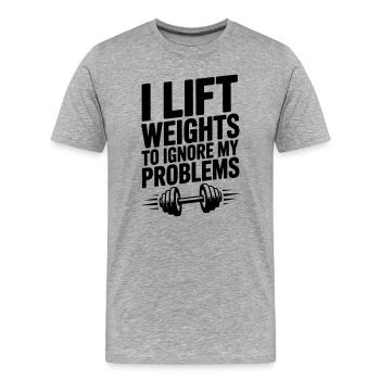 Gewichtheben lustiger Spruch Muskelaufbau - Männer Premium Bio T-Shirt - Grau meliert - Vorne - Damien (186cm)