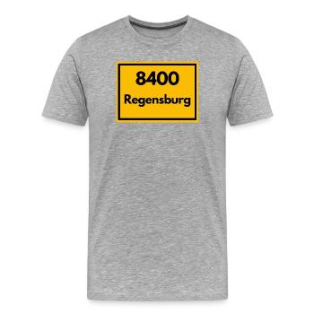 ANCIEN CODE POSTAL RÉTRO 8400 REGENSBURG - T-shirt bio Premium Homme - gris chiné - Devant - Damien (186cm)