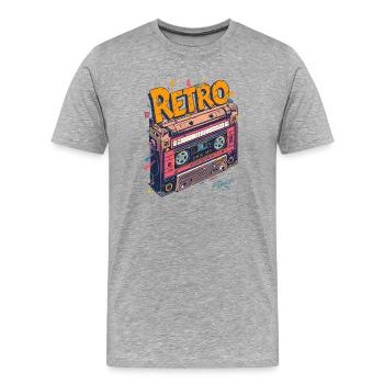 BOOMBOX KIDS - classic retro style - Men's Premium Organic T-Shirt - heather grey - Front - Damien (186cm)