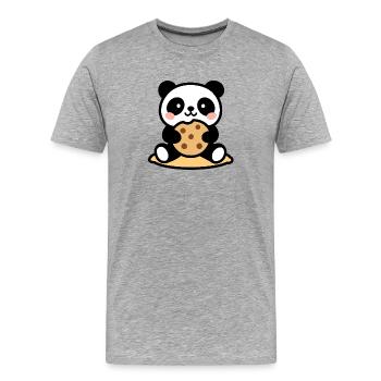 Kawaii Panda Foodie – niedliches Design - Männer Premium Bio T-Shirt - Grau meliert - Vorne - Damien (186cm)