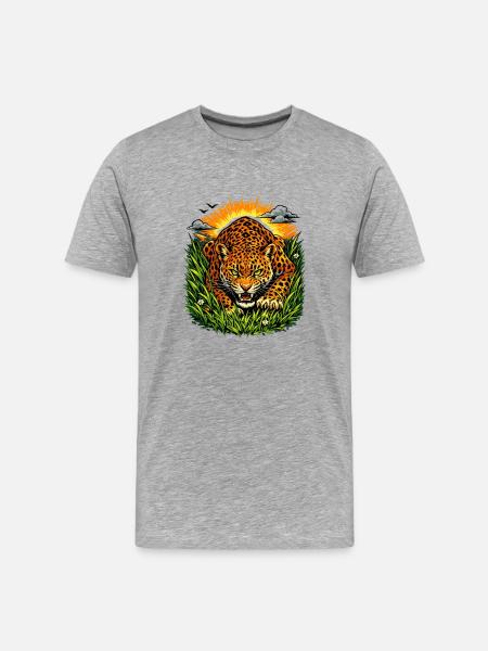 Leopard at sunrise - Men's Premium Organic T-Shirt - heather grey