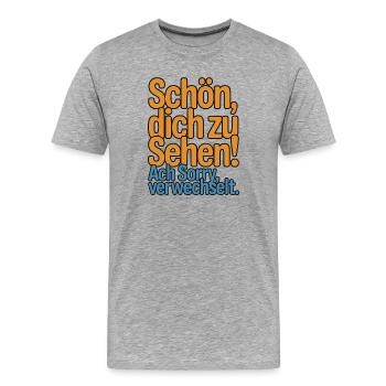 Content de te voir - désolé, je suis perdu. - T-shirt bio Premium Homme - gris chiné - Devant - Damien (186cm)