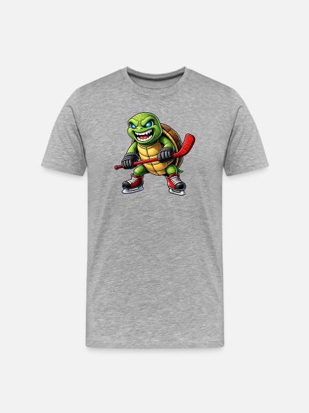 Aggressive Schildkröte Eishockey Spieler Horror - Men's Premium Organic T-Shirt - heather grey