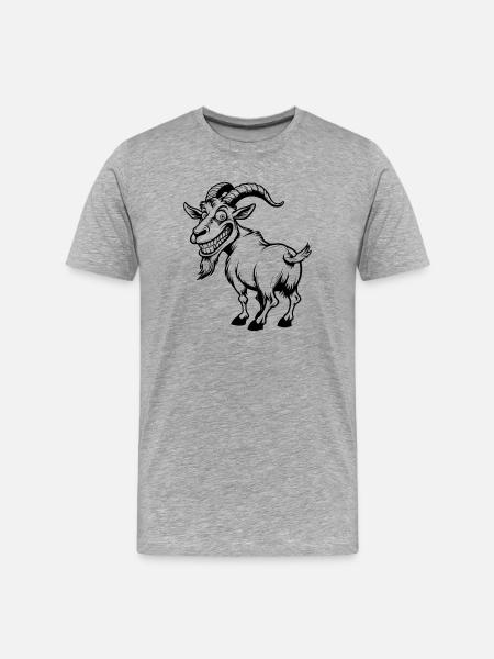 Goat mischievous black sketch - Men's Premium Organic T-Shirt - heather grey