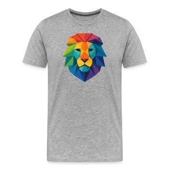 Farbenfroher Wild Poly Low Lion – Art Pop Farben - Männer Premium Bio T-Shirt - Grau meliert - Vorne - Damien (186cm)