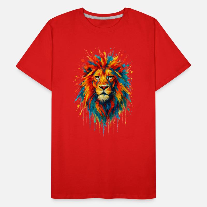 Farbenfroher Wildlöwe – Kunstfarben springen hervor Männer Premium Bio T-Shirt