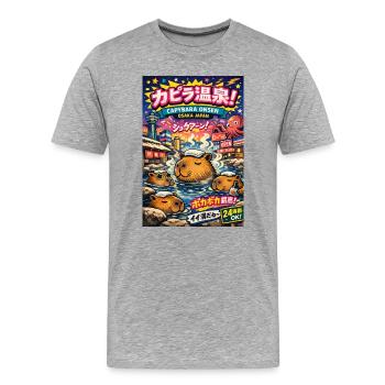 Capybara Onsen Osaka – Bassins chauds colorés - T-shirt bio Premium Homme - gris chiné - Devant - Damien (186cm)