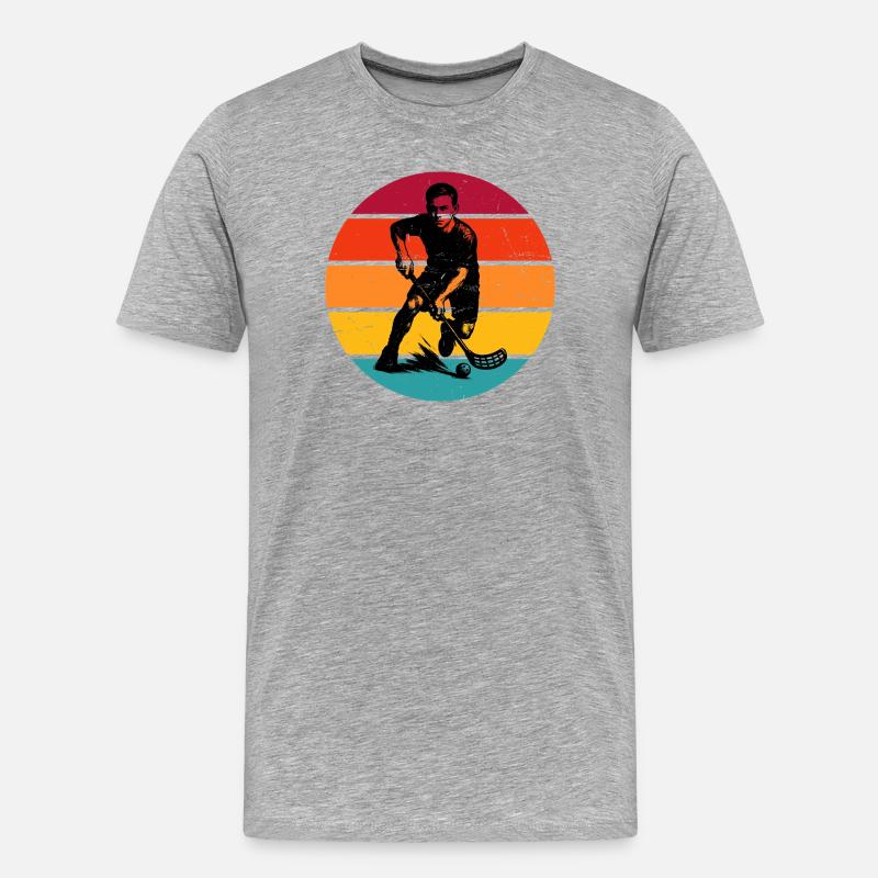 Floorball Fans aufgepasst schlichtes Statement - Männer Premium Bio T-Shirt - Grau meliert