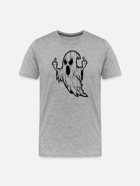 Rebellious spirit with middle finger - Men's Premium Organic T-Shirt - heather grey