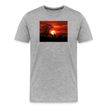 Coucher de soleil en savane africaine rétro pixel art - T-shirt bio Premium Homme - gris chiné - Devant - Damien (186cm)