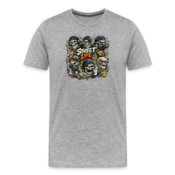 Vie de squelette de rue - T-shirt bio Premium Homme - gris chiné - Devant - Damien (186cm)