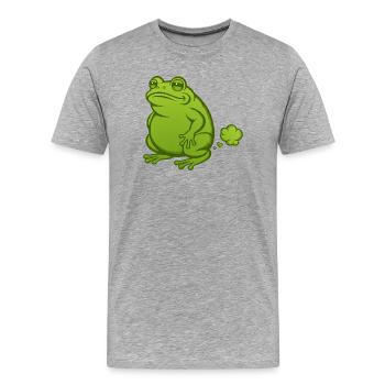 Furzender Frosch Pups Furz pupsen Kröte furzen  - Männer Premium Bio T-Shirt - Grau meliert - Vorne - Damien (186cm)