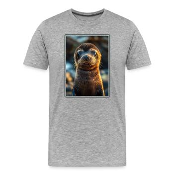 Seelöwen Seelöwe - Männer Premium Bio T-Shirt - Grau meliert - Vorne - Damien (186cm)