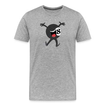 Mascotte Eightball Riante - T-shirt bio Premium Homme - gris chiné - Devant - Damien (186cm)