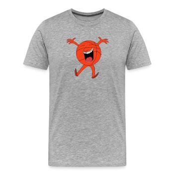 Mascotte de basket rieur - T-shirt bio Premium Homme - gris chiné - Devant - Damien (186cm)