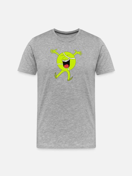 Lebendiges Neon-Tennisball-Maskottchen - Männer Premium Bio T-Shirt - Grau meliert