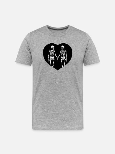 Skeleton Lovers Heart - Men's Premium Organic T-Shirt - heather grey