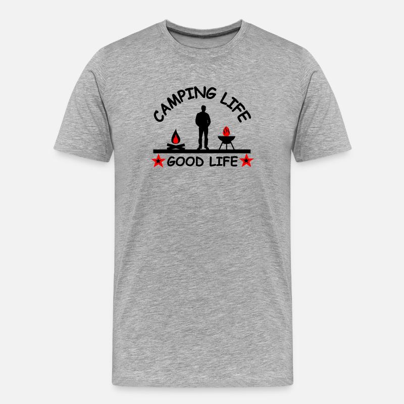 Camping - Männer Premium Bio T-Shirt - Grau meliert
