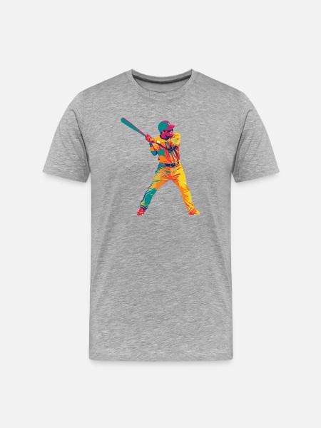 Pop-Art Baseball-Schwung - Männer Premium Bio T-Shirt - Grau meliert