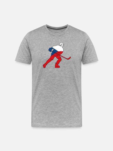 Eishockeyspieler mit tschechischer Flagge - Männer Premium Bio T-Shirt - Grau meliert
