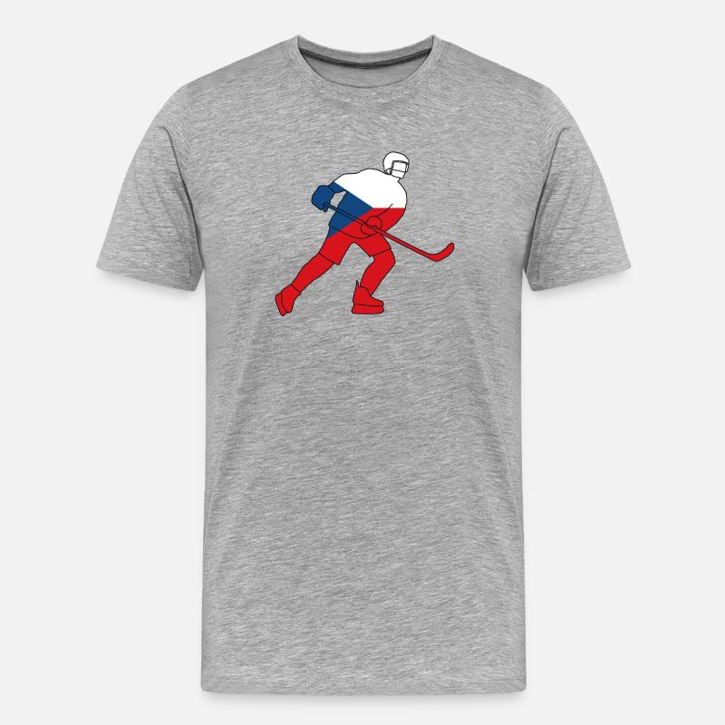 Eishockeyspieler mit tschechischer Flagge - Männer Premium Bio T-Shirt - Grau meliert
