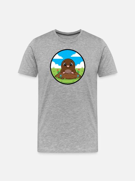 Kleiner Maulwurf Buddelheld im Garten - Männer Premium Bio T-Shirt - Grau meliert