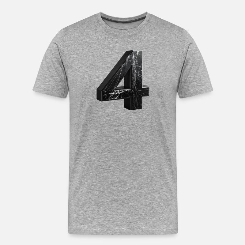 Schwarze 4 mit Marmormuster - Männer Premium Bio T-Shirt - Grau meliert