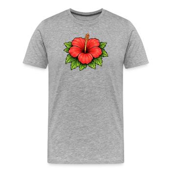 Hibiskus Tropenflair - Männer Premium Bio T-Shirt - Grau meliert - Vorne - Damien (186cm)