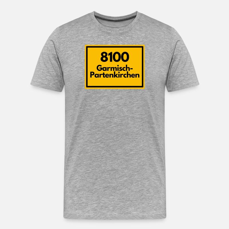 OLD POSTCODE POSTCODE 8100 GARMISCH-PARTENKIRCHEN - Men's Premium Organic T-Shirt - heather grey