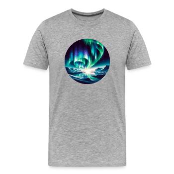 Polarlicht über Berglandschaft - Männer Premium Bio T-Shirt - Grau meliert - Vorne - Damien (186cm)