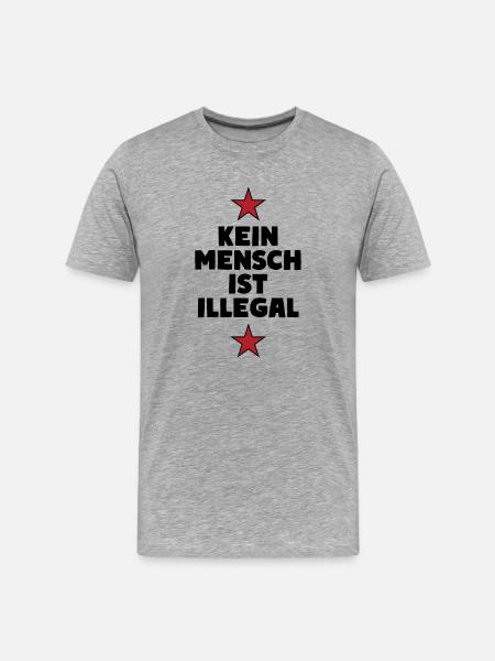 No One Is Illegal - Migration - Illegality - Men's Premium Organic T-Shirt - heather grey